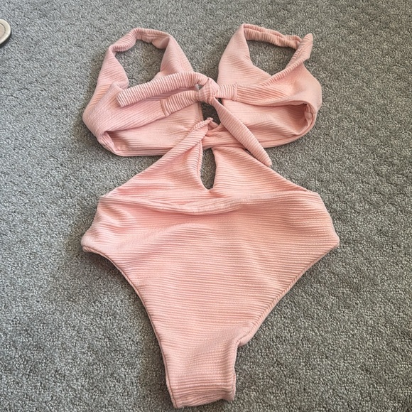 Pink Ribbed Swim Suit - Picture 5 of 7